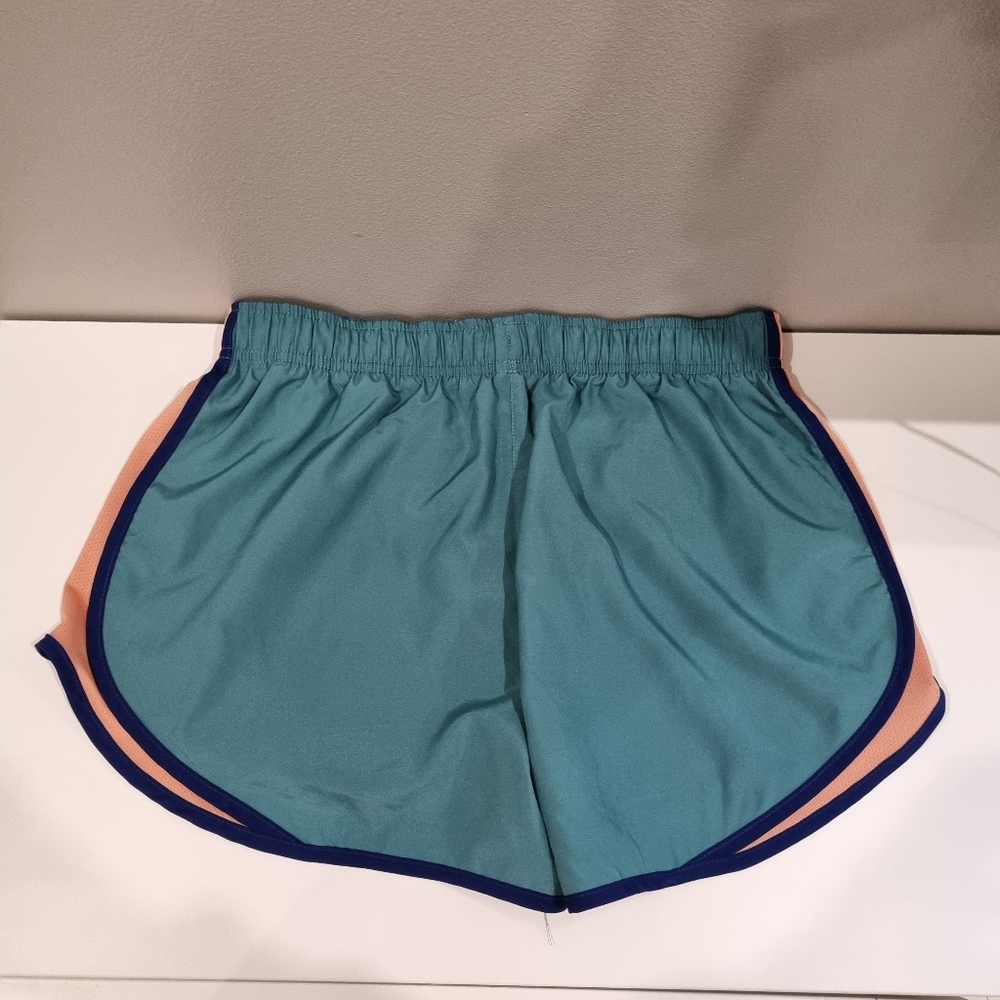 NIKE Running Gym Shorts, Size Medium, Teal & Orange with Navy Trim - Picture 5 of 10